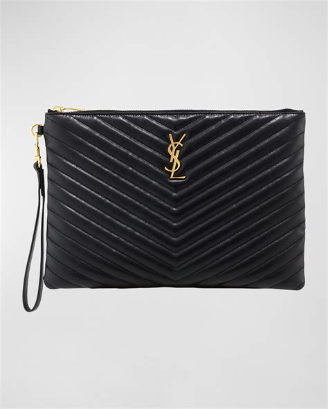 Saint Laurent YSL Monogram Medium Pouch in Smooth Leather